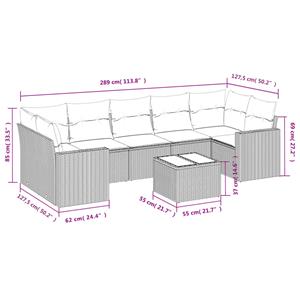 vidaXL 8-delige Loungeset met kussens poly rattan zwart