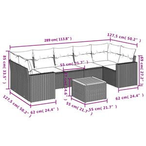 vidaXL 8-delige Loungeset met kussens poly rattan zwart