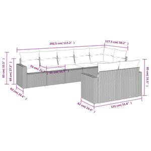 vidaXL 8-delige Loungeset met kussens poly rattan zwart