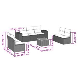 vidaXL 8-delige Loungeset met kussens poly rattan grijs