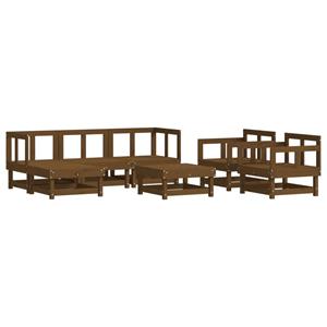 vidaXL 7-delige Loungeset met kussens massief hout honingbruin