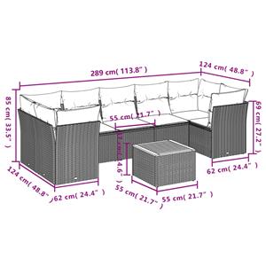 vidaXL 8-delige Loungeset met kussens poly rattan zwart