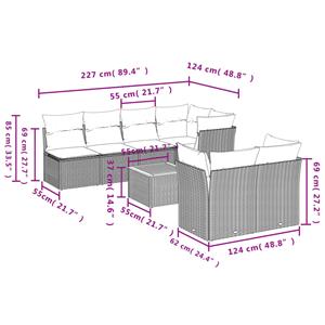 vidaXL 8-delige Loungeset met kussens poly rattan zwart