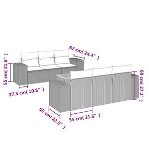 vidaXL 7-delige Loungeset met kussens poly rattan beige