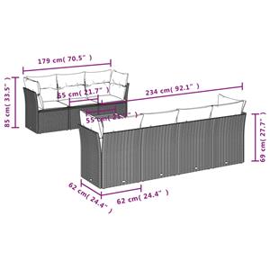 vidaXL 8-delige Loungeset met kussens poly rattan zwart