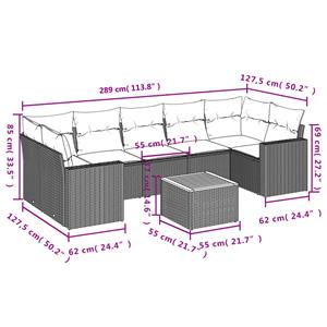 vidaXL 8-delige Loungeset met kussens poly rattan grijs