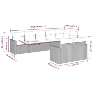 vidaXL 8-delige Loungeset met kussens poly rattan grijs