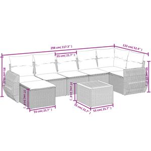 vidaXL 8-delige Loungeset met kussens poly rattan zwart