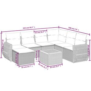 vidaXL 8-delige Loungeset met kussens poly rattan zwart