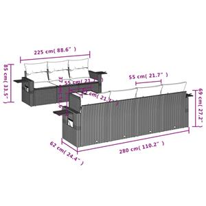 vidaXL 8-delige Loungeset met kussens poly rattan zwart