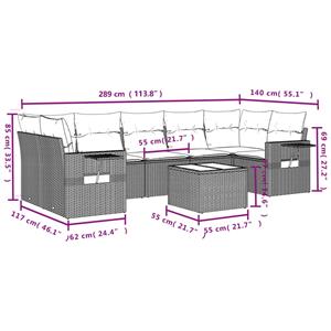 vidaXL 8-delige Loungeset met kussens poly rattan zwart