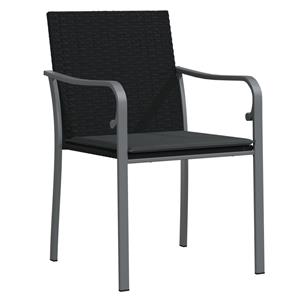 Bonnevie - Gartenstühle mit Kissen 2 Stk. Gartensessel Schwarz 56x59x84 cm Poly Rattan vidaXL