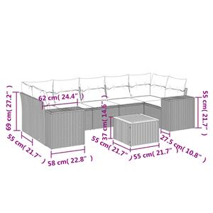 vidaXL 8-delige Loungeset met kussens poly rattan zwart