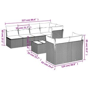 vidaXL 8-delige Loungeset met kussens poly rattan zwart