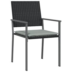 vidaXL Tuinstoelen 6 st met kussens 54x62,5x89 cm poly rattan zwart