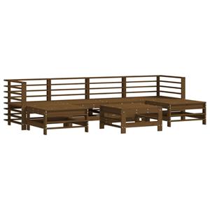 vidaXL 7-delige Loungeset met kussens massief hout honingbruin