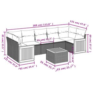 vidaXL 8-delige Loungeset met kussens poly rattan zwart