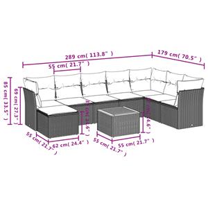 vidaXL 9-delige Loungeset met kussens poly rattan zwart