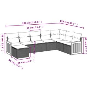 vidaXL 8-delige Loungeset met kussens poly rattan zwart