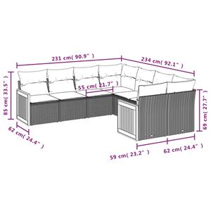 vidaXL 8-delige Loungeset met kussens poly rattan zwart