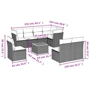 vidaXL 9-delige Loungeset met kussens poly rattan zwart