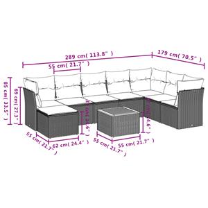 vidaXL 9-delige Loungeset met kussens poly rattan beige