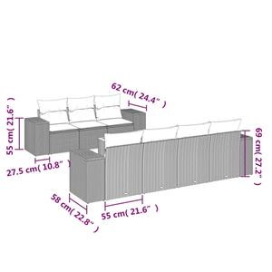 vidaXL 8-delige Loungeset met kussens poly rattan zwart