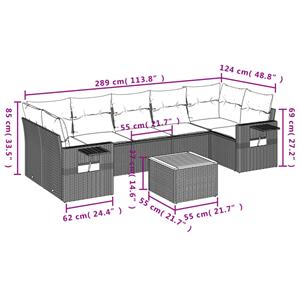 vidaXL 8-delige Loungeset met kussens poly rattan zwart