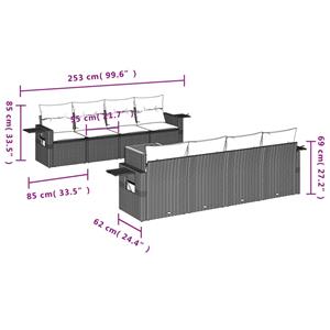 vidaXL 9-delige Loungeset met kussens poly rattan gemengd beige