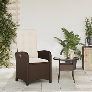 bonnevie Gartensessel Verstellbar mit Kissen Braun Poly Rattan vidaXL473927