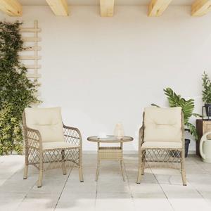 bonnevie Gartenstühle mit Kissen 2 Stk. Beige Poly Rattan vidaXL629561