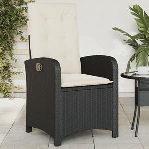 vidaXL Tuinstoelen 2 st verstelbaar met kussens poly rattan zwart