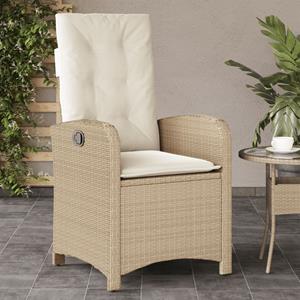 vidaXL Tuinstoelen 2 st verstelbaar met kussens poly rattan beige