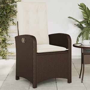 vidaXL Tuinstoelen 2 st verstelbaar met kussens poly rattan bruin