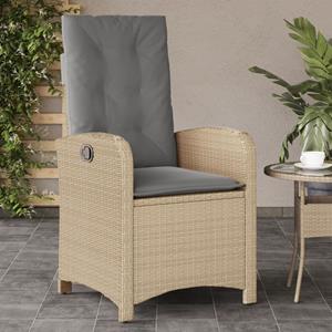 vidaXL Tuinstoelen 2 st verstelbaar kussens poly rattan gemengd beige