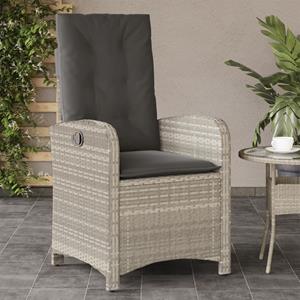 vidaXL Tuinstoelen 2 st verstelbaar met kussens poly rattan lichtgrijs