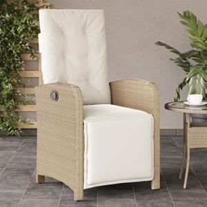 vidaXL Tuinstoelen 2 st verstelbaar met voetensteun poly rattan beige