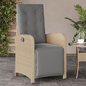 vidaXL Tuinstoelen 2 st verstelbaar voetensteun poly rattan beige mix