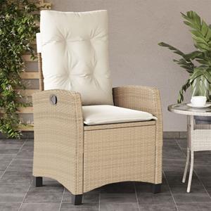 vidaXL Tuinstoelen 2 st verstelbaar met kussens poly rattan beige