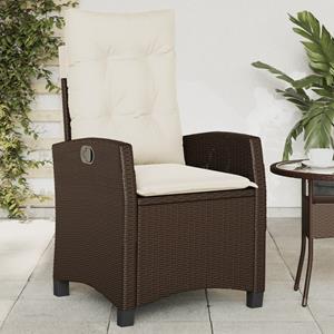 vidaXL Tuinstoelen 2 st verstelbaar met kussens poly rattan bruin