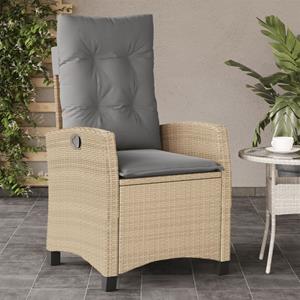 vidaXL Tuinstoelen 2 st verstelbaar kussens poly rattan gemengd beige