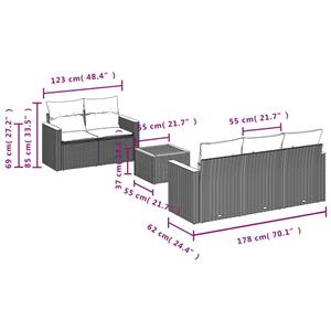 vidaXL 6-delige Loungeset met kussens poly rattan zwart