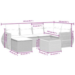 vidaXL 7-delige Loungeset met kussens poly rattan beige