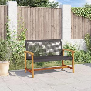 Bonnevie - Gartenbank Schwarz 112 cm Poly Rattan und Akazienholz vidaXL79864