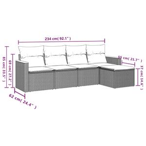 vidaXL 5-delige Loungeset met kussens poly rattan zwart