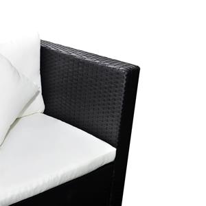 vidaXL 4-delige Loungeset met kussens poly rattan zwart