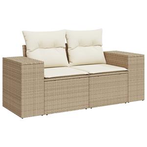 vidaXL 5-delige Loungeset met kussens poly rattan beige