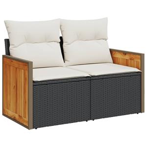 vidaXL 6-delige Loungeset met kussens poly rattan zwart