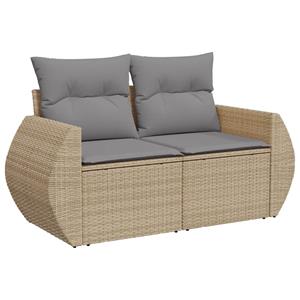 vidaXL 6-delige Loungeset met kussens poly rattan beige