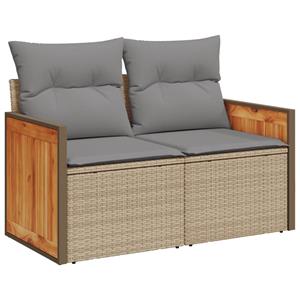 vidaXL 6-delige Loungeset met kussens poly rattan beige